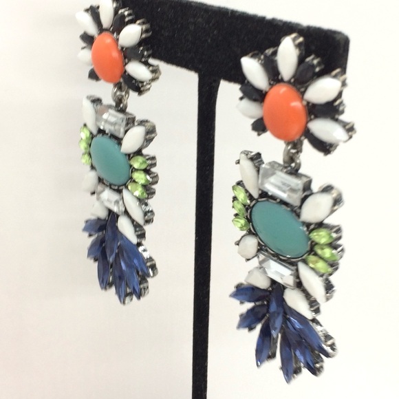 3/$30 COLORFUL STATEMENT RHINESTONE EARRINGS MULTICOLOR CLUSTER LONG PARTY - Picture 6 of 12